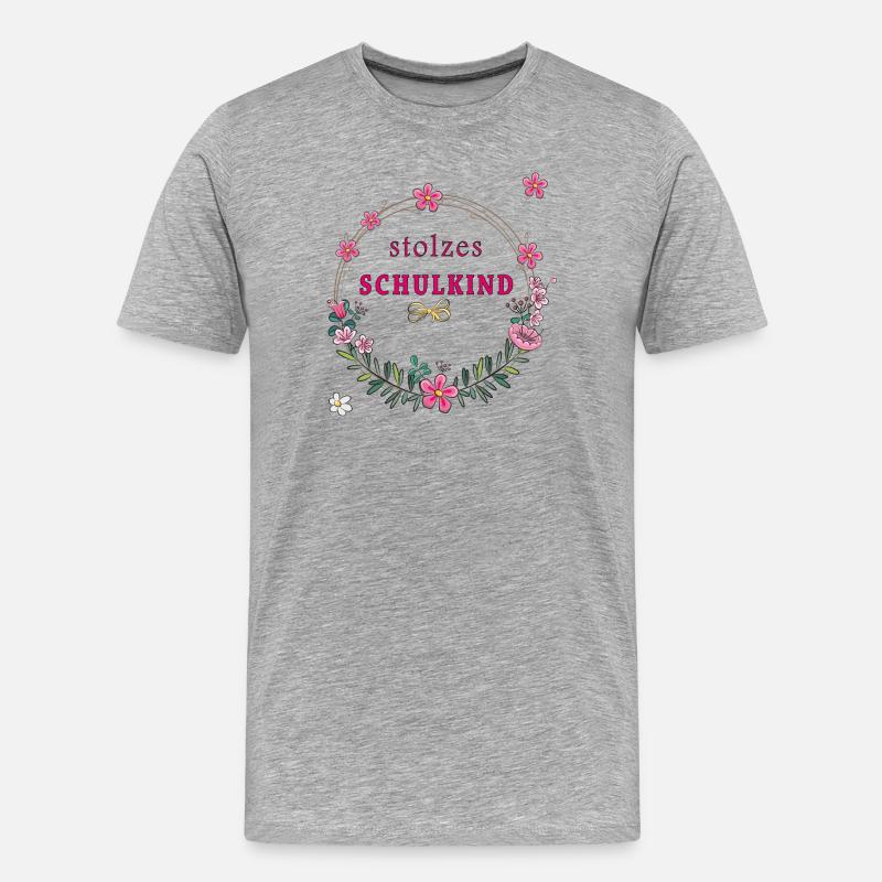stolzes Schulkind Einschulung - Männer Premium Bio T-Shirt - Grau meliert