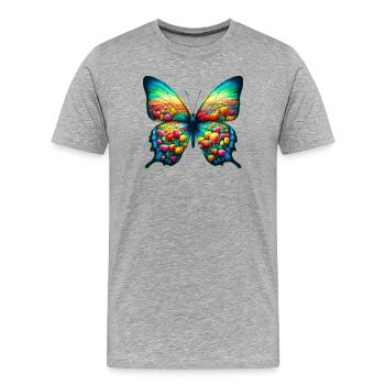 Tulipe papillon tulipes Hollande - T-shirt bio Premium Homme - gris chiné - Devant - Damien (186cm)