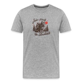 Promeneur de chats aventureux près du ciel nocturne - T-shirt bio Premium Homme - gris chiné - Devant - Damien (186cm)