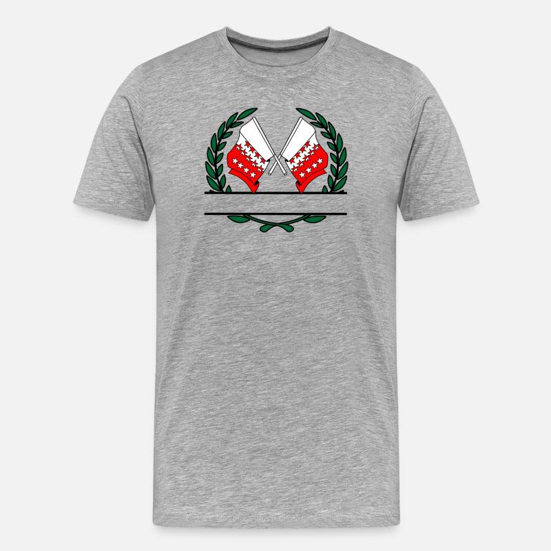 Fahnen Wallis Schweiz Lorbeerkranz Banner - Männer Premium Bio T-Shirt - Grau meliert
