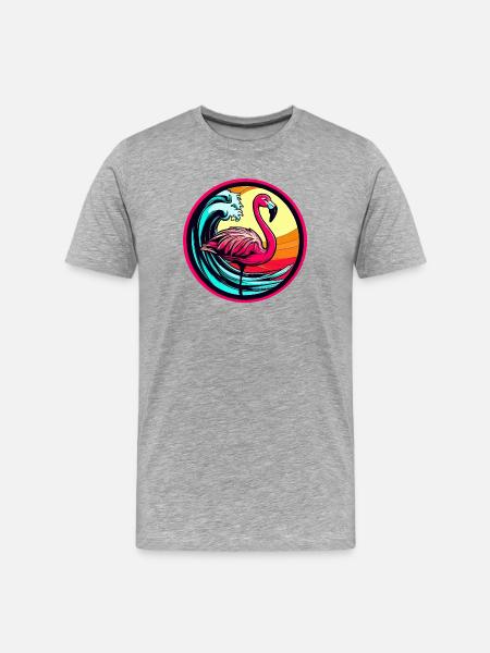 Flamingo - Männer Premium Bio T-Shirt - Grau meliert