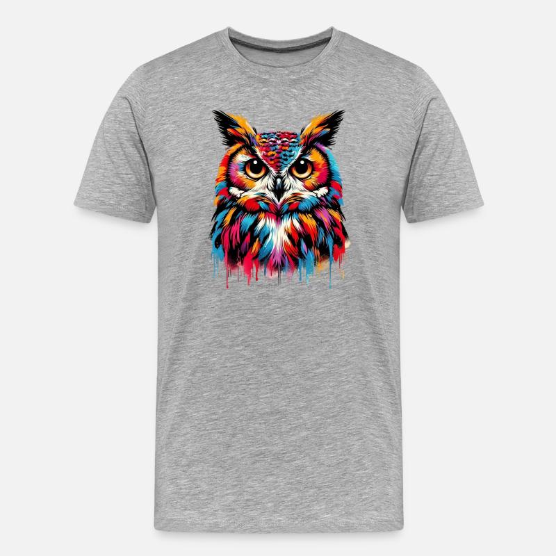 Eule - Männer Premium Bio T-Shirt - Grau meliert