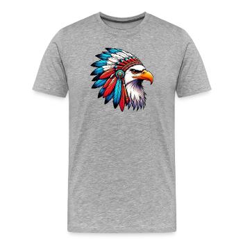 American Indian Eagle American Red Skin - Men's Premium Organic T-Shirt - heather grey - Front - Damien (186cm)