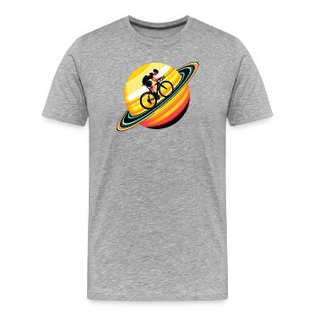 Cycliste sur Saturne - T-shirt bio Premium Homme - gris chiné - Devant - Damien (186cm)