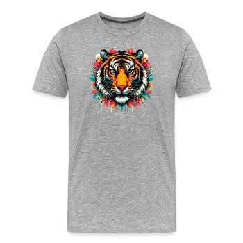 Tigre - T-shirt bio Premium Homme - gris chiné - Devant - Damien (186cm)