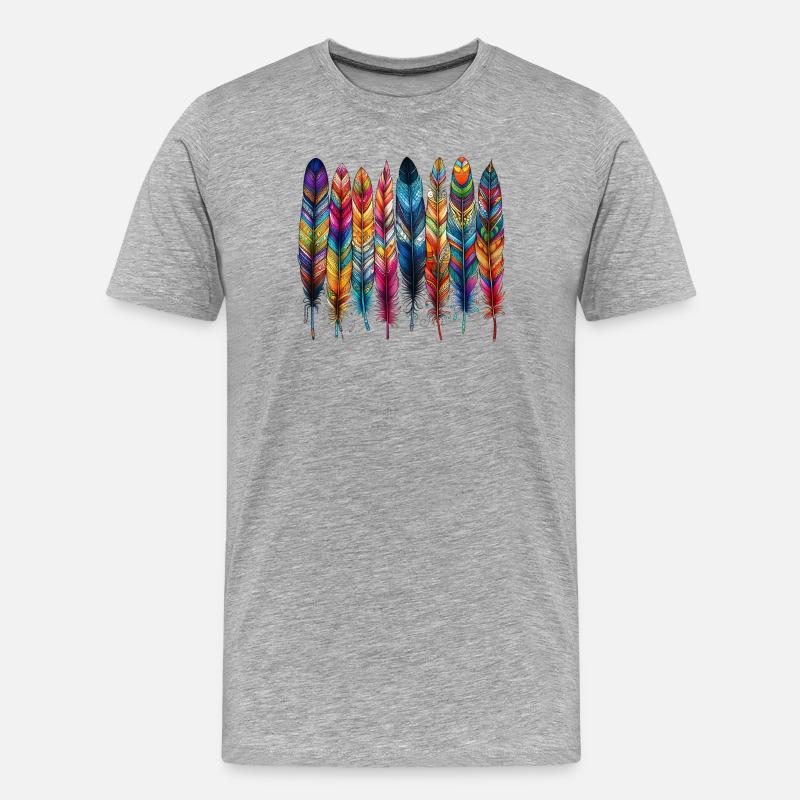 Feder - Männer Premium Bio T-Shirt - Grau meliert