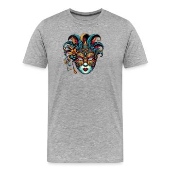 Masque du Carnaval de Venise - T-shirt bio Premium Homme - gris chiné - Devant - Damien (186cm)