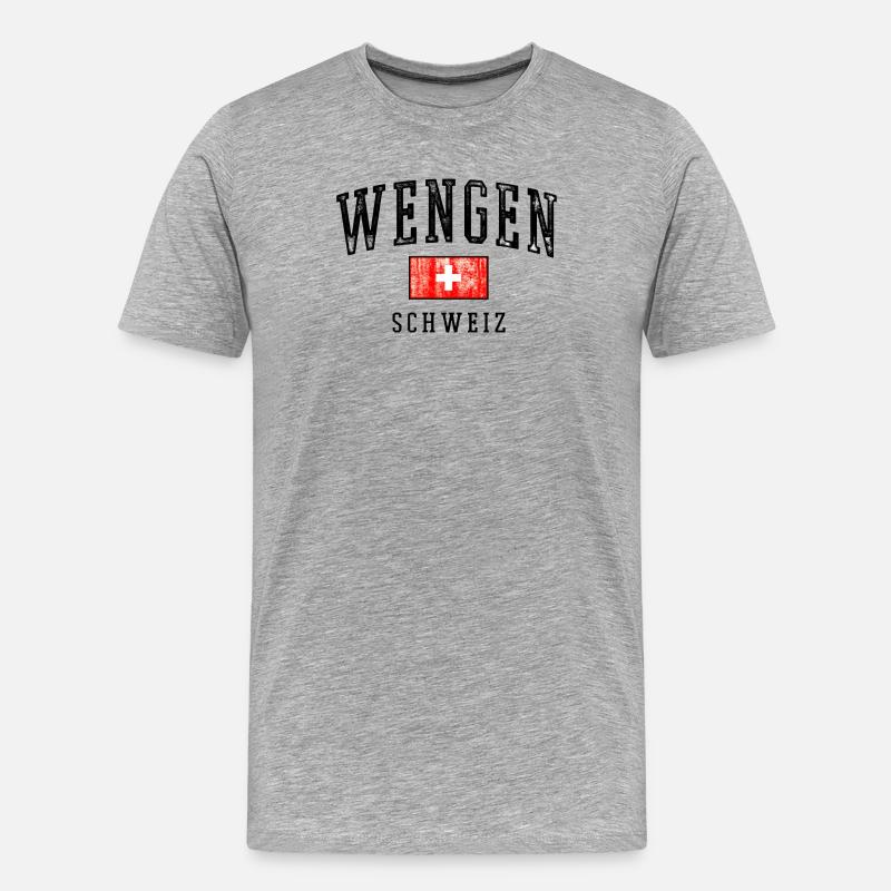 Wengen Schweiz Emblem - Männer Premium Bio T-Shirt - Grau meliert