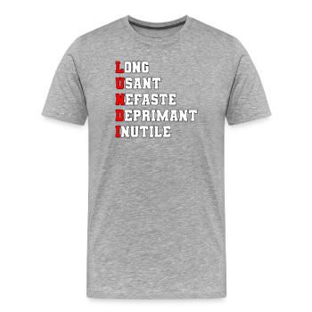 Monday - Men's Premium Organic T-Shirt - heather grey - Front - Damien (186cm)