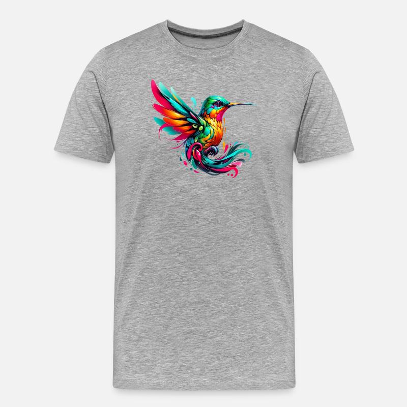 Kolibri - Männer Premium Bio T-Shirt - Grau meliert