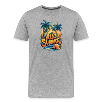 Summer Tropical Vibe Print - Men's Premium Organic T-Shirt - heather grey - Front - Damien (186cm)