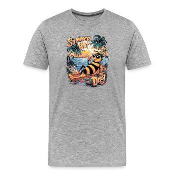 Sommerbienen-Entspannungstag - Männer Premium Bio T-Shirt - Grau meliert - Vorne - Damien (186cm)