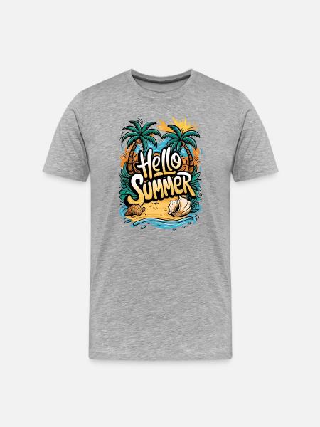 Tropical Summer Beach Design - Men's Premium Organic T-Shirt - heather grey