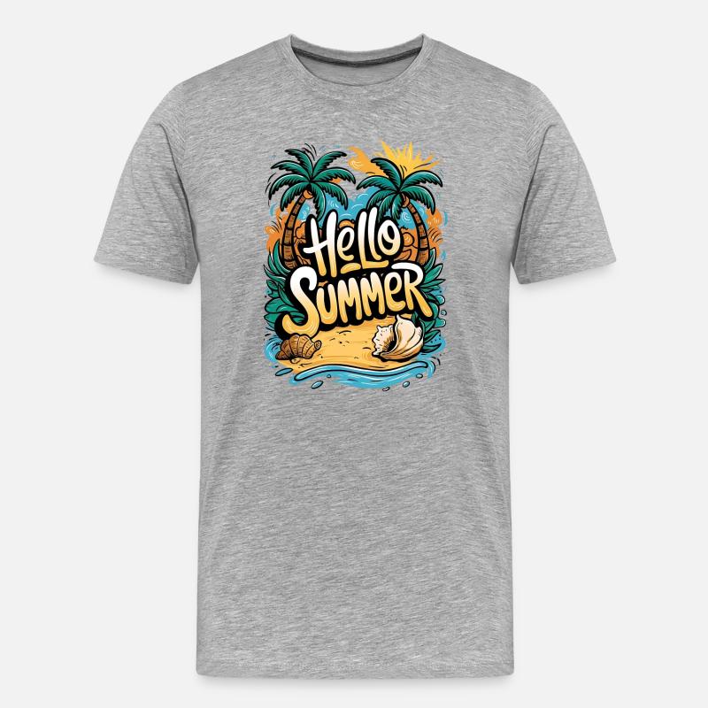 Conception de plage d’été tropical - T-shirt bio Premium Homme - gris chiné