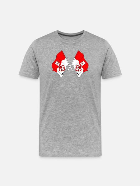 Deux drapeaux d’Obwald Suisse - T-shirt bio Premium Homme - gris chiné
