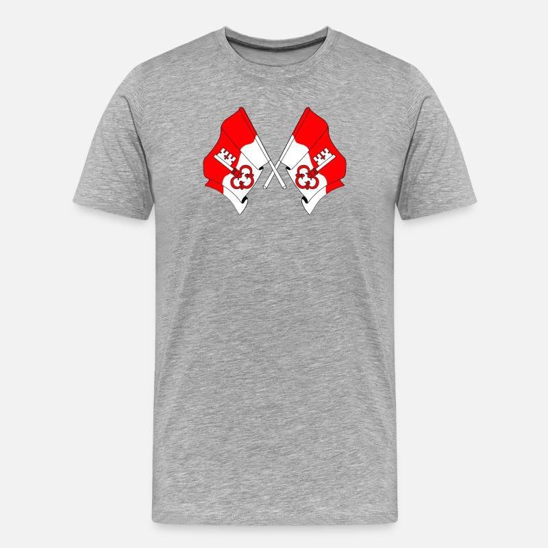 Zwei Flaggen Obwalden Schweiz - Männer Premium Bio T-Shirt - Grau meliert