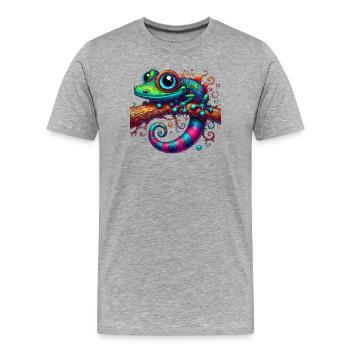 Gecko - Men's Premium Organic T-Shirt - heather grey - Front - Damien (186cm)