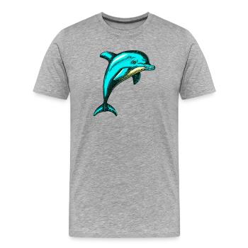 Delfin - Männer Premium Bio T-Shirt - Grau meliert - Vorne - Damien (186cm)