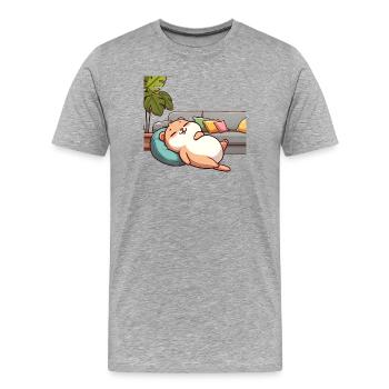 Un flou rose décontracté sur le canapé - T-shirt bio Premium Homme - gris chiné - Devant - Damien (186cm)