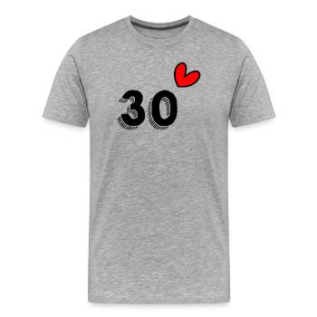 30. 30 YEARS. 30th ANNIVERSARY. 30 YEARS ANNIVERSARY. - Men's Premium Organic T-Shirt - heather grey - Front - Damien (186cm)