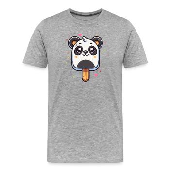 Motif de glace panda mignon pour l’été - T-shirt bio Premium Homme - gris chiné - Devant - Damien (186cm)