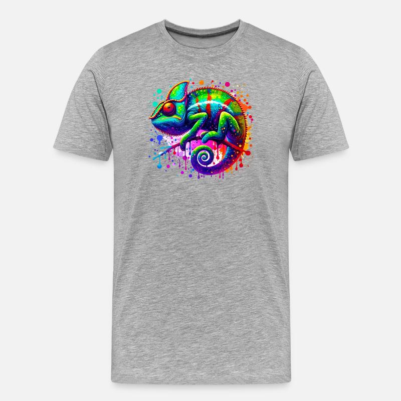 Chamäleon - Männer Premium Bio T-Shirt - Grau meliert