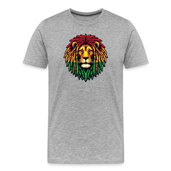 Rasta Lion, Jamaïque, Jamaïque, Jamaïcain - T-shirt bio Premium Homme - gris chiné - Devant - Damien (186cm)