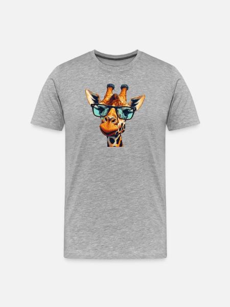 Girafe à lunettes - T-shirt bio Premium Homme - gris chiné