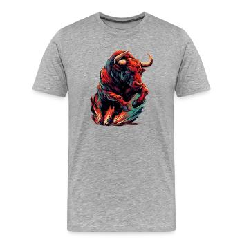 Stier - Männer Premium Bio T-Shirt - Grau meliert - Vorne - Damien (186cm)