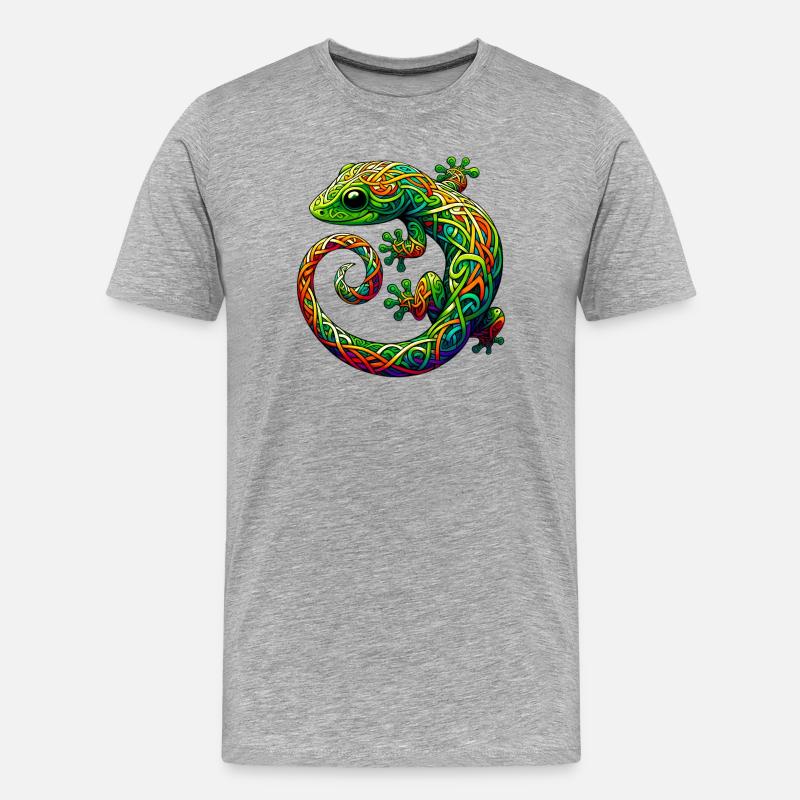 Gecko - Männer Premium Bio T-Shirt - Grau meliert