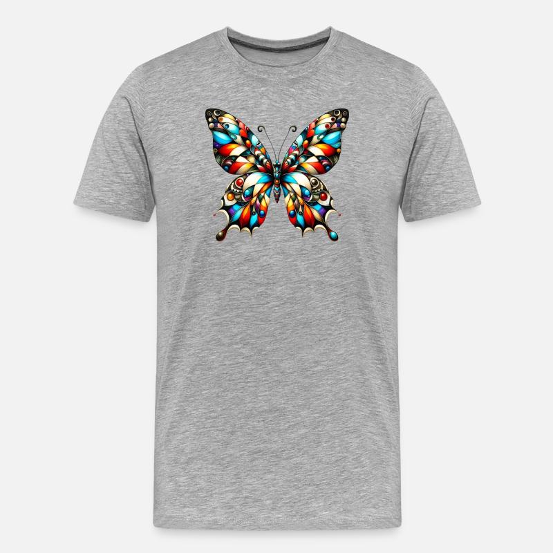 Schmetterling - Männer Premium Bio T-Shirt - Grau meliert