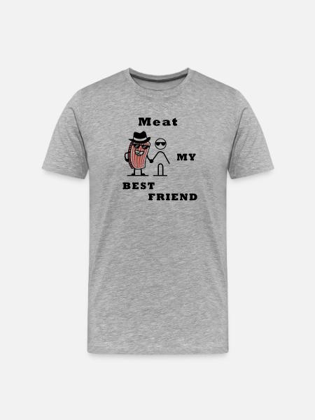Meat my best Friend! - Männer Premium Bio T-Shirt - Grau meliert