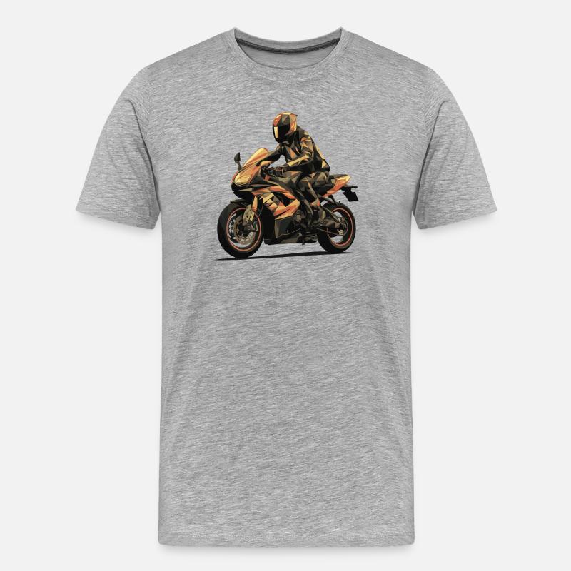 Der Biker - Männer Premium Bio T-Shirt - Grau meliert