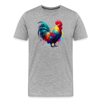 Rooster Hen - Men's Premium Organic T-Shirt - heather grey - Front - Damien (186cm)