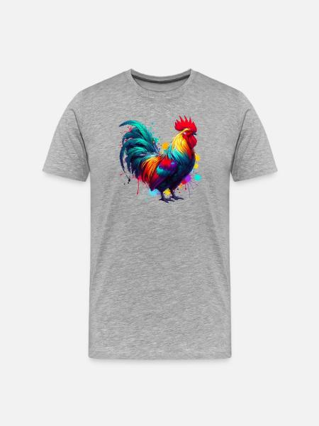 Poule coq - T-shirt bio Premium Homme - gris chiné
