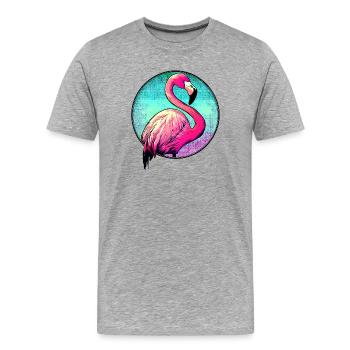 Flamingo - Männer Premium Bio T-Shirt - Grau meliert - Vorne - Damien (186cm)