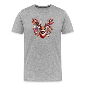American Indian Deer American Red Indians - Men's Premium Organic T-Shirt - heather grey - Front - Damien (186cm)