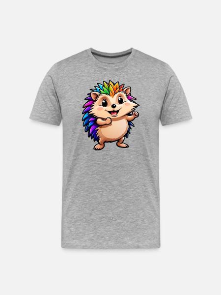 Kinder süßer Cartoon Igel - Männer Premium Bio T-Shirt - Grau meliert