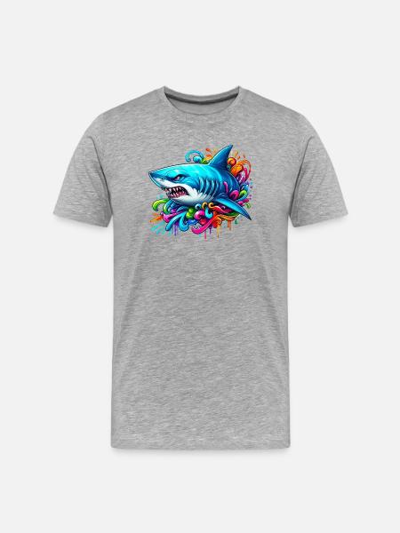 Requin - T-shirt bio Premium Homme - gris chiné