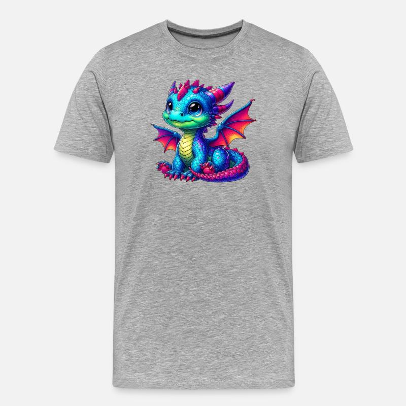 Drache - Männer Premium Bio T-Shirt - Grau meliert