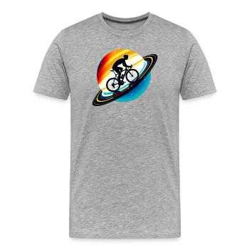Cycliste sur Saturne - T-shirt bio Premium Homme - gris chiné - Devant - Damien (186cm)