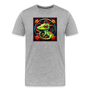 Gecko - T-shirt bio Premium Homme - gris chiné - Devant - Damien (186cm)