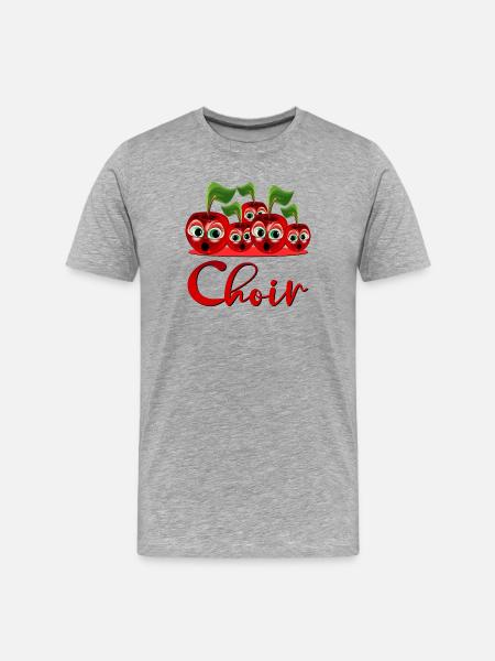 SINGING CHERRIES - CHOIR SINGER - FRUITS - Men's Premium Organic T-Shirt - heather grey