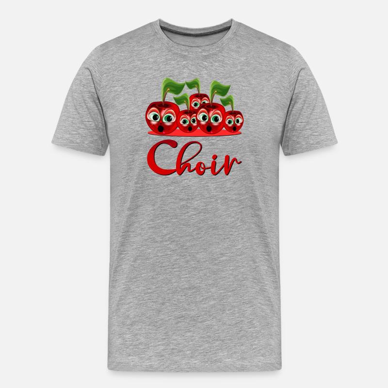 SINGENDE KIRSCHEN - CHORSÄNGER - FRÜCHTE - Männer Premium Bio T-Shirt - Grau meliert