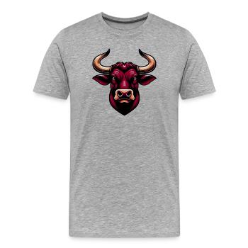 Stier - Männer Premium Bio T-Shirt - Grau meliert - Vorne - Damien (186cm)