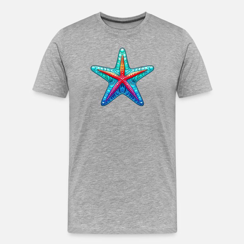 Seestern - Männer Premium Bio T-Shirt - Grau meliert