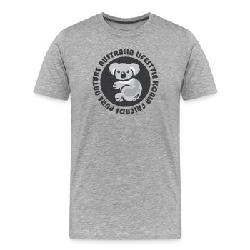 Australia Koala Comic Emblem Bear Animals Icon - Men's Premium Organic T-Shirt - heather grey - Front - Damien (186cm)