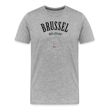 Emblème vertical du drapeau tricolore - T-shirt bio Premium Homme - gris chiné - Devant - Damien (186cm)