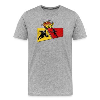 Superhero Pop Art Panel - Men's Premium Organic T-Shirt - heather grey - Front - Damien (186cm)