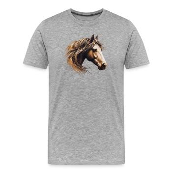 Cheval - T-shirt bio Premium Homme - gris chiné - Devant - Damien (186cm)